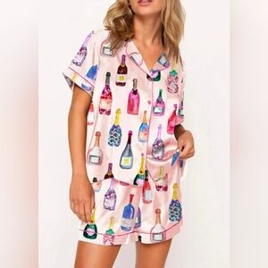 NWT Satin Wine Bottle Pajama Set